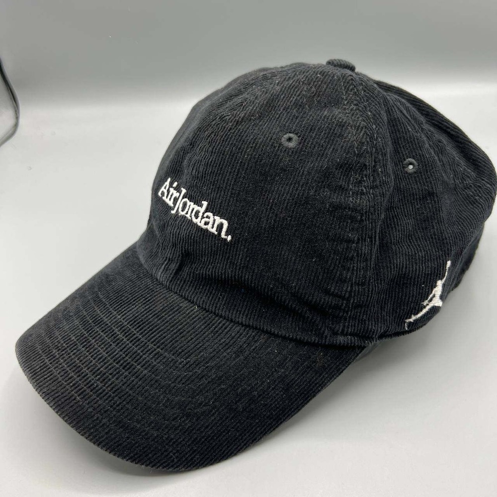 Air Jordan Hat Men Black Corduroy Embroidered Jumpman Strap Back Cap